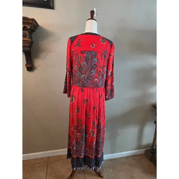 Free People If You Only Knew Maxi Dress SZ Small Boho Paisley Festival - Picture 3 of 7